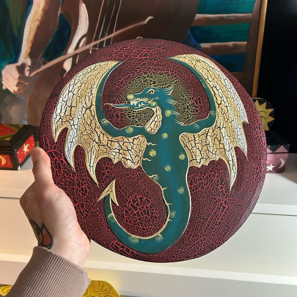 Vintage 15.75" Green Dragon Fantasy Whimsy Wall Art Handcarved - Picture 6 of 12